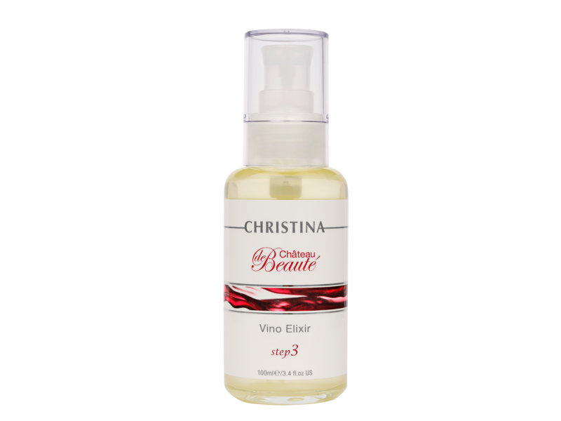  Christina Chateau de Beaute Vino Elixir Масло-эликсир для лица и шеи (шаг 3) 100 мл.  Применение