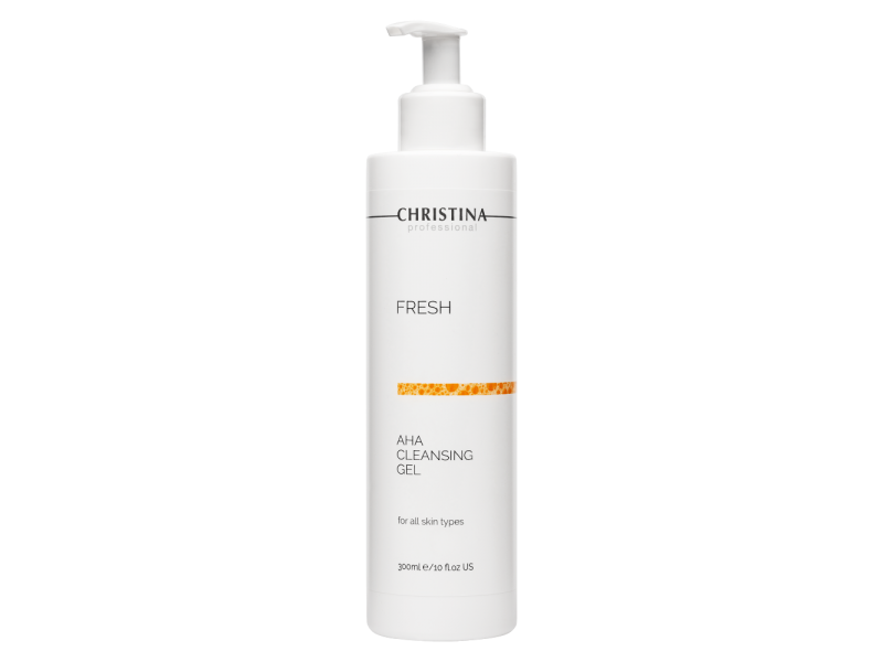   Christina Fresh AHA Cleansing Gel for all skin types, pH 2,6-3,6 Очищающий гель с фруктовыми кислотами для всех типов кожи, 300 мл.  Применение
