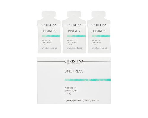 Christina Unstress Probiotic day cream SPF 15 sachets kit 30 pcs Дневной крем с пробиотическим действием в инд. саше 1,5 мл х 30 шт., 45 мл