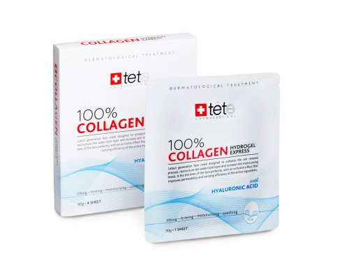 TETe 100% Collagene Hydrogel Mask Гидроколлагеновая маска моментального действия, 4 шт