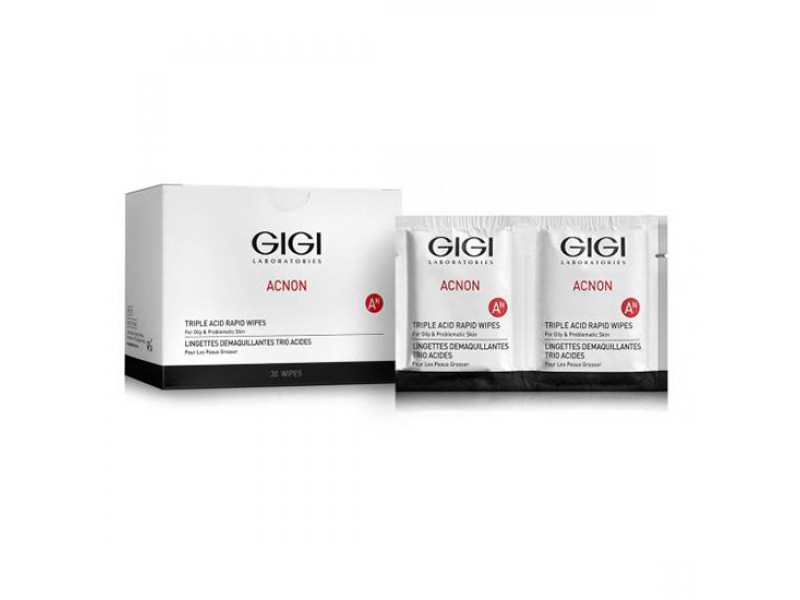  Влажные очищающие салфетки Gigi Acnon Triple acid rapid wipes 30 шт.  Применение