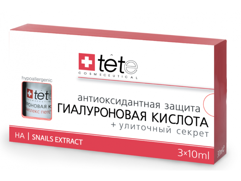  Гиалуроновая кислота + Улиточный секрет TETe Hyaluronic Acid + Snail Extract 3*10 ml  Применение