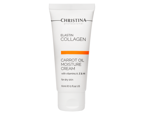 Christina Elastin Collagen Carrot Oil Moisture Cream with Vitamins A, E & HA for dry skin Увлажняющий крем с витаминами А, Е и гиалуроновой кислотой для сухой кожи «Эластин, коллаген, морковное масло», 60 мл 