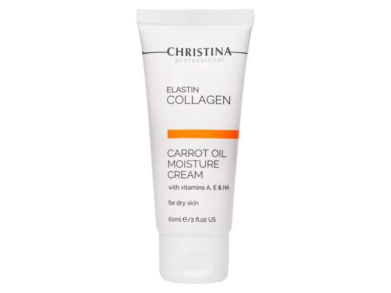  Christina Elastin Collagen Carrot Oil Moisture Cream with Vitamins A, E & HA for dry skin Увлажняющий крем с витаминами А, Е и гиалуроновой кислотой для сухой кожи «Эластин, коллаген, морковное масло», 60 мл   Применение