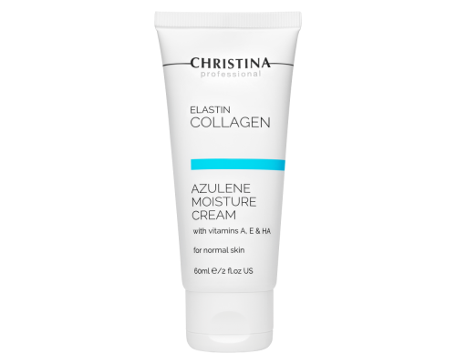Christina Elastin Collagen Azulene Moisture Cream with Vitamins A, E & HA for normal skin Увлажняющий крем c витаминами А, Е и гиалуроновой кислотой для нормальной кожи «Эластин, коллаген, азулен», 60 мл 