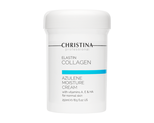 Christina Elastin Collagen Azulene Moisture Cream with Vitamins A, E & HA for normal skin Увлажняющий крем c витаминами А, Е и гиалуроновой кислотой для нормальной кожи «Эластин, коллаген, азулен», 250 мл 
