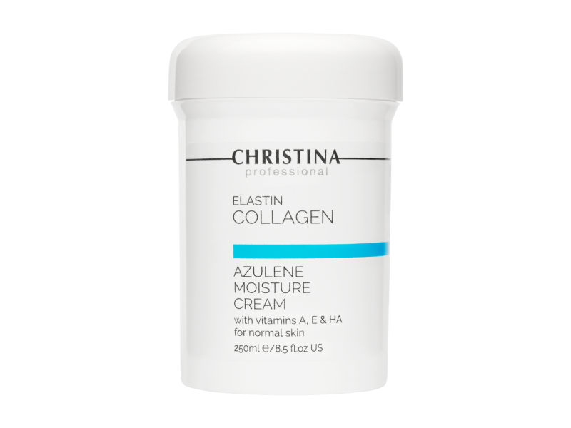  Christina Elastin Collagen Azulene Moisture Cream with Vitamins A, E & HA for normal skin Увлажняющий крем c витаминами А, Е и гиалуроновой кислотой для нормальной кожи «Эластин, коллаген, азулен», 250 мл   Применение