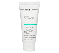 Christina Elastin Collagen Placental Enzyme Moisture Cream with Vitamins A, E & HA Увлажняющий крем с витаминами А, Е и гиалуроновой кислотой для жирной и комбинированной кожи «Эластин, коллаген, плацентарный фермент», 60 мл 