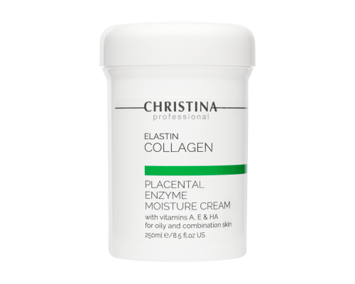 Christina Elastin Collagen Placental Enzyme Moisture Cream with Vitamins A, E & HA Увлажняющий крем с витаминами А, Е и гиалуроновой кислотой для жирной и комбинированной кожи «Эластин, коллаген, плацентарный фермент», 250 мл 